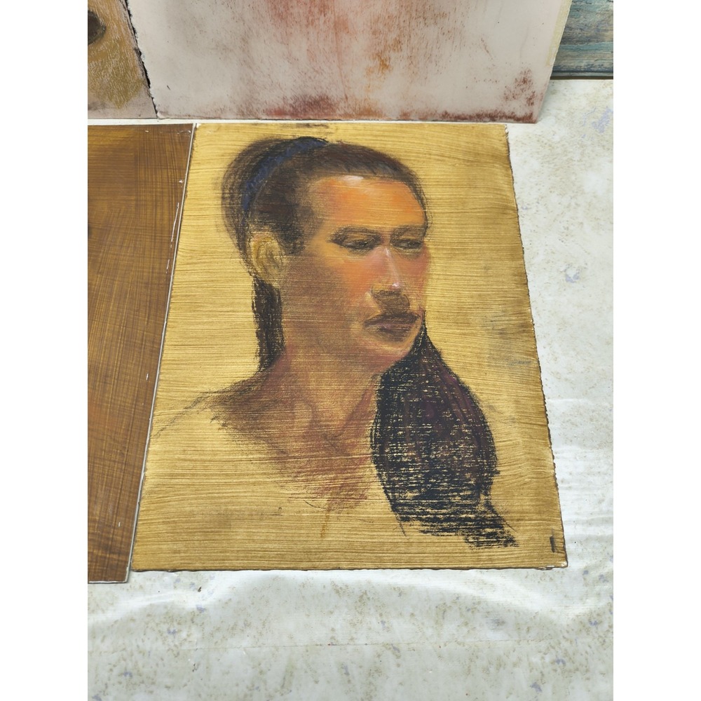 Lot Of 4, Original Oil Painting On Paper Portrait And Nude - Picture 4 of 8